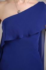 One Shoulder Royal Blue Chiffon 2014 New Arrival Prom Dress