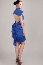 One Shoulder Backless Royal Blue Taffeta Short Prom Dress
