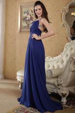 Elegant One Shoulder Royal Blue La Prom Dress With Applique