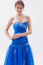 Pretty Ultramarine Organza Floor Length Prom Dress With Embriodery