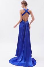 Sexy Backless Lady Favorite Mineral Blue Split Evening Dress