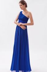 One Shoulder Straps Royal Chiffon Long La Prom Dress Discount