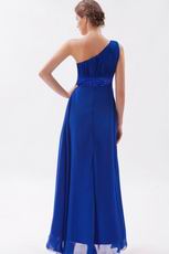 One Shoulder Straps Royal Chiffon Long La Prom Dress Discount