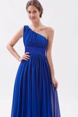 One Shoulder Straps Royal Chiffon Long La Prom Dress Discount