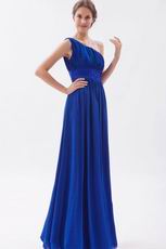 One Shoulder Straps Royal Chiffon Long La Prom Dress Discount