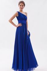 One Shoulder Straps Royal Chiffon Long La Prom Dress Discount