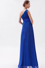 One Shoulder Straps Royal Chiffon Long La Prom Dress Discount