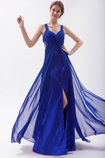 Cross Back Royal Blue Skirt With Split Special Ocassion Dresses