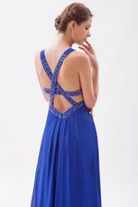 Cross Back Royal Blue Skirt With Split Special Ocassion Dresses