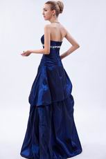 Strapless Navy Blue Taffeta Prom Ball Gown For Low Price