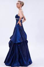 Strapless Navy Blue Taffeta Prom Ball Gown For Low Price