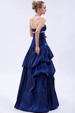 Strapless Navy Blue Taffeta Prom Ball Gown For Low Price