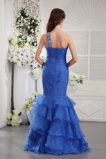 One Shoulder Mermaid Royal Blue Dresses For Evening