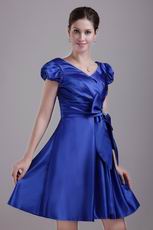 A-line Skirt Discount Short Taffeta Prom Dress In Royal Blue