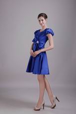 A-line Skirt Discount Short Taffeta Prom Dress In Royal Blue