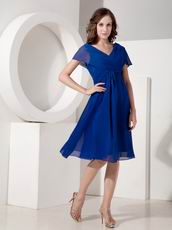 V-neck Royal Blue Mother Of The Bride Dress For Beach Wedding