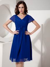 V-neck Royal Blue Mother Of The Bride Dress For Beach Wedding