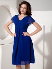 V-neck Royal Blue Mother Of The Bride Dress For Beach Wedding