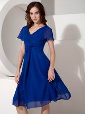 V-neck Royal Blue Mother Of The Bride Dress For Beach Wedding