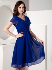 V-neck Royal Blue Mother Of The Bride Dress For Beach Wedding