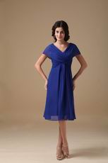 Royal Blue Tea Length Mother Of The Bride Dress By Designer