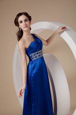 Cobalt Blue Evening Dresses One Shoulder Skirt With Split