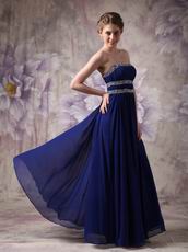 Midnight Blue Chiffon Top 2014 Spring Long A-line Prom Dress