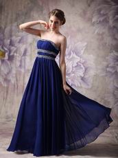 Midnight Blue Chiffon Top 2014 Spring Long A-line Prom Dress