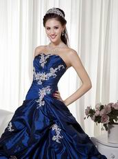 Navy Blue Strapless Trimed Quinceanera Dress By Designer