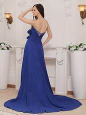 Royal Blue Chiffon Women In Cheap Formal Dresses With High Slit