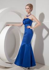 Sexy Mermaid Ankle-length Royal Blue Prom Party Dress Petite