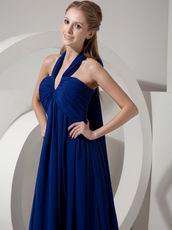 Halter Watteau Train Royal Blue 2014 Top Designer La Prom Dress