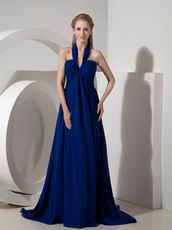 Halter Watteau Train Royal Blue 2014 Top Designer La Prom Dress