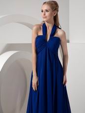Halter Watteau Train Royal Blue 2014 Top Designer La Prom Dress