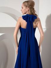 Halter Watteau Train Royal Blue 2014 Top Designer La Prom Dress