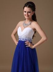 Sweetheart Floor Length Royal Blue Tulle Dress For Evening