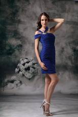 Asymmetrical Neckline Ruched Royal Blue Short Prom Dress For Homecoming