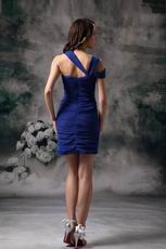 Asymmetrical Neckline Ruched Royal Blue Short Prom Dress For Homecoming