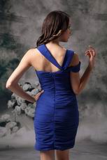Asymmetrical Neckline Ruched Royal Blue Short Prom Dress For Homecoming