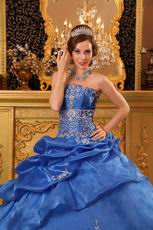 Strapless Embroidered Bottom Cerulean Quinceanera Dress