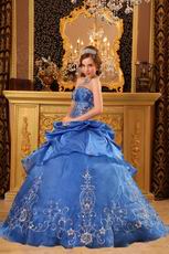 Strapless Embroidered Bottom Cerulean Quinceanera Dress