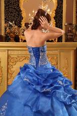 Strapless Embroidered Bottom Cerulean Quinceanera Dress