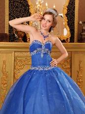 Sweetheart Floor Length Cerulean Blue Quinceanera Ball Gown