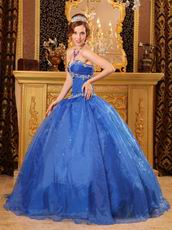 Sweetheart Floor Length Cerulean Blue Quinceanera Ball Gown