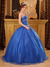 Sweetheart Floor Length Cerulean Blue Quinceanera Ball Gown