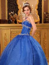 Sweetheart Floor Length Cerulean Blue Quinceanera Ball Gown