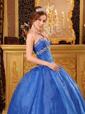 Sweetheart Floor Length Cerulean Blue Quinceanera Ball Gown