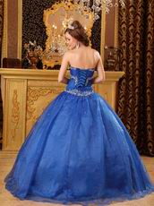 Sweetheart Floor Length Cerulean Blue Quinceanera Ball Gown