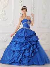 Royal Blue Appliqued Picks-up Quinceanera Dress For Discount