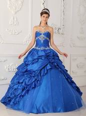 Royal Blue Appliqued Picks-up Quinceanera Dress For Discount